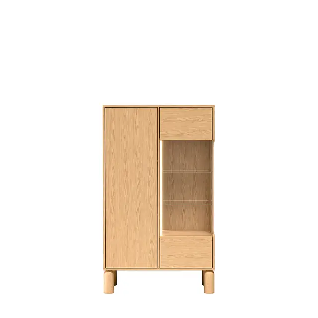 Witryna Sanden 89 cm dąb bookmatch — zbliżenie