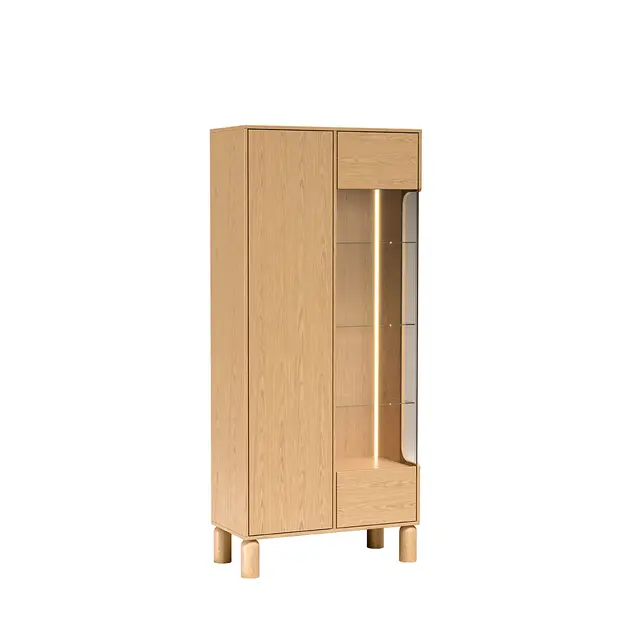 Witryna wysoka Sanden 89 cm dąb bookmatch — detal