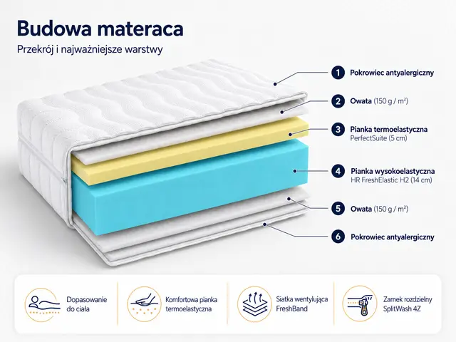 Materac wysokoelastyczny z pianką memory MIST — aranżacja
