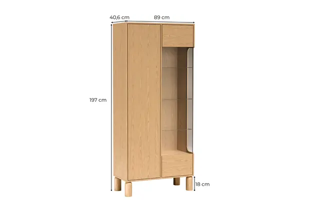 Witryna wysoka Sanden 89 cm dąb bookmatch — zdjęcie 13
