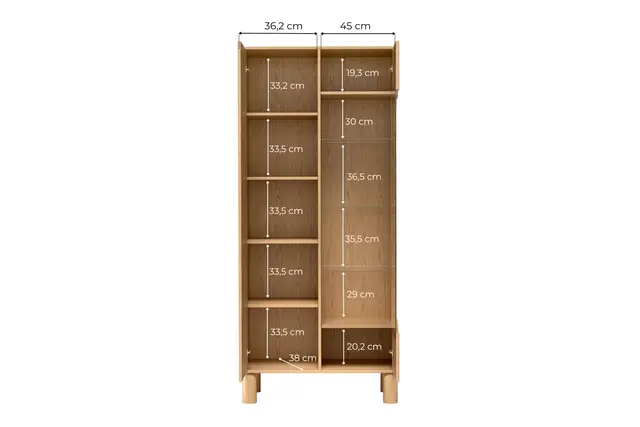 Witryna wysoka Sanden 89 cm dąb bookmatch — zdjęcie 14