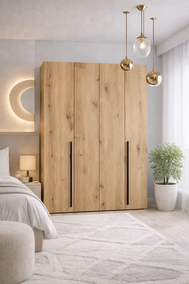 Szafa Bari 170 cm dąb artisan z drzwiami składanymi — aranżacja