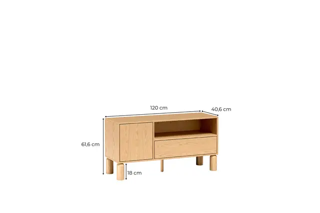 Szafka RTV Sanden 120 cm dąb bookmatch — detal