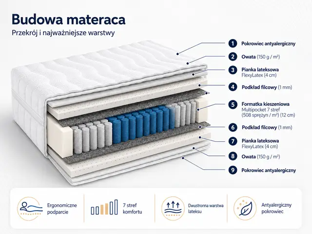 Materac multipocket z lateksem NIMBUS — aranżacja