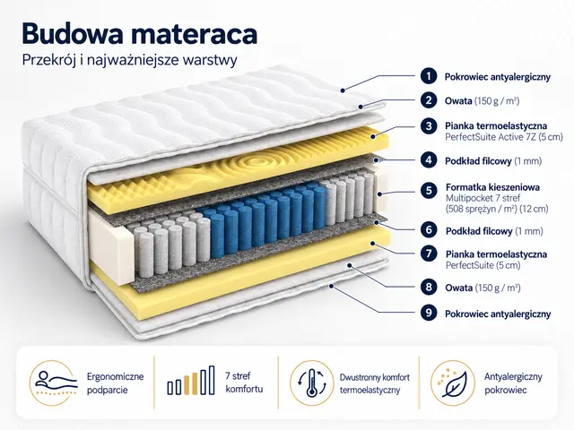 Materac  multipocket z pianką memory  AURA — aranżacja
