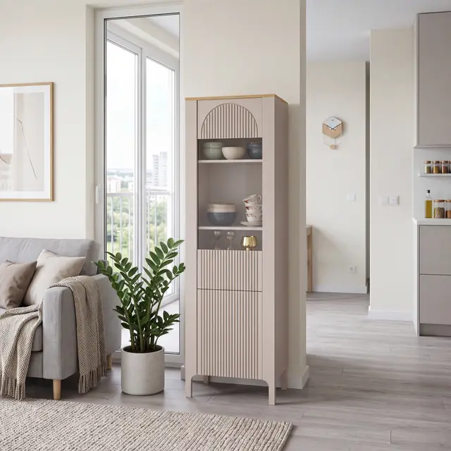 Witryna Marbella 60 cm kaszmir / dąb vicenza — aranżacja