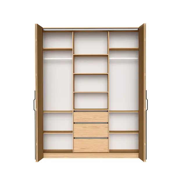 Szafa Bari 200 cm dąb bookmatch z drzwiami składanymi — zbliżenie